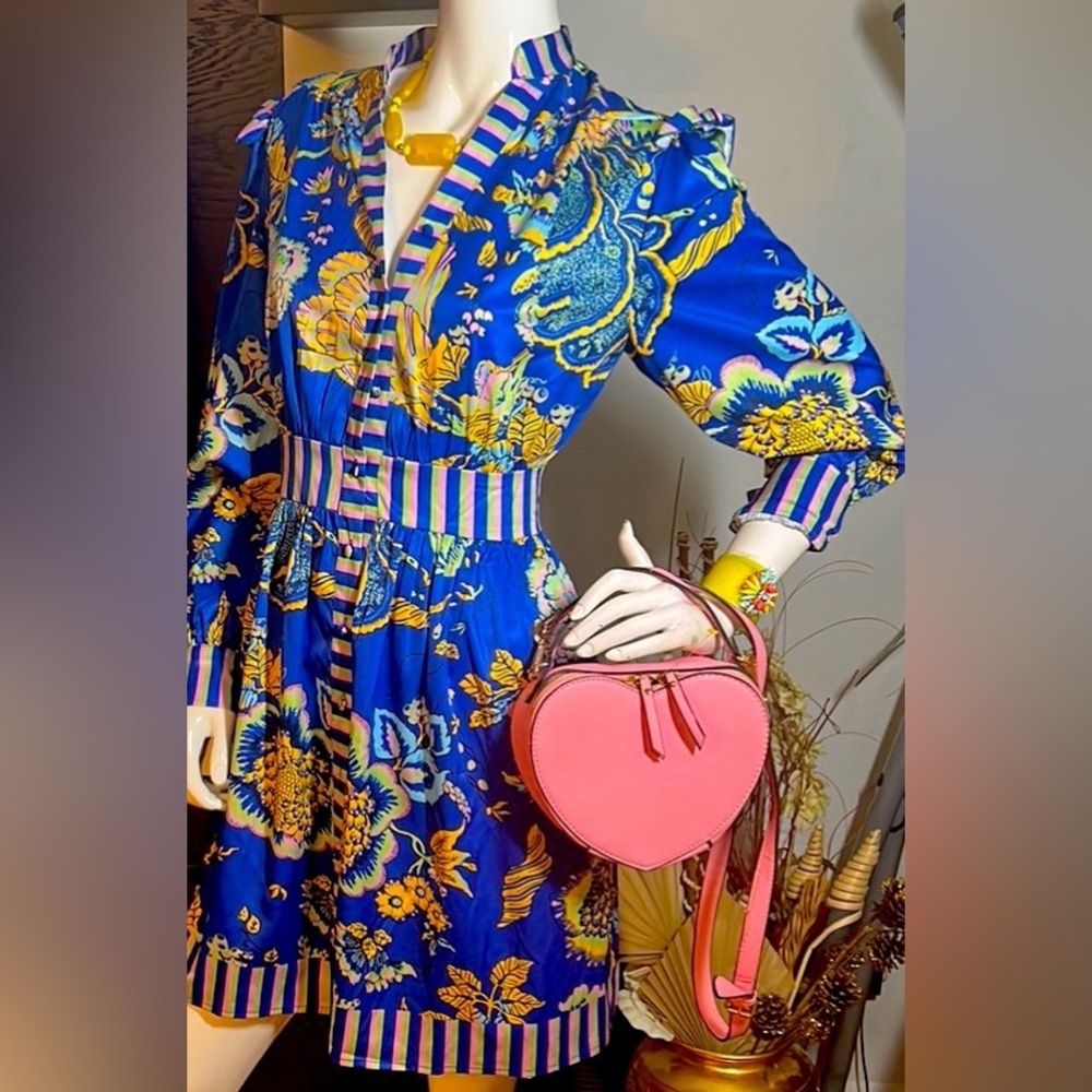 Floral Blue Dress with Pink Accents - Picture 7 of 11